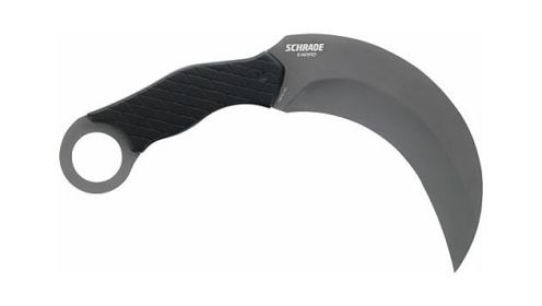 SCHRADE KNIFE BONEYARD 5.2" FIXED KARAMBIT MATTE SS/BLACK