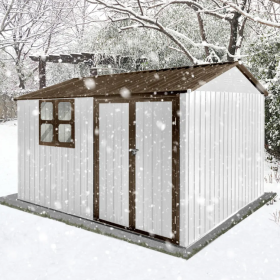 Metal Garden Sheds 10ftx8ft Outdoor Storage Sheds Whitecoffee With Window