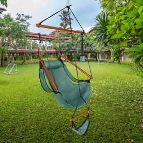 Oxford Cloth Hardwood With Cup Holder Wooden Stick Perforated Green Courtyard Oxford Cloth Hanging Chair