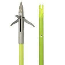Muzzy Iron 3-Blade Fish Point W/Chartreuse Arrow