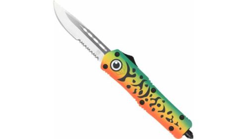 COBRATEC MEDIUM FS3 OTF GREEN LURE 3" DROP POINT SERRATED SS